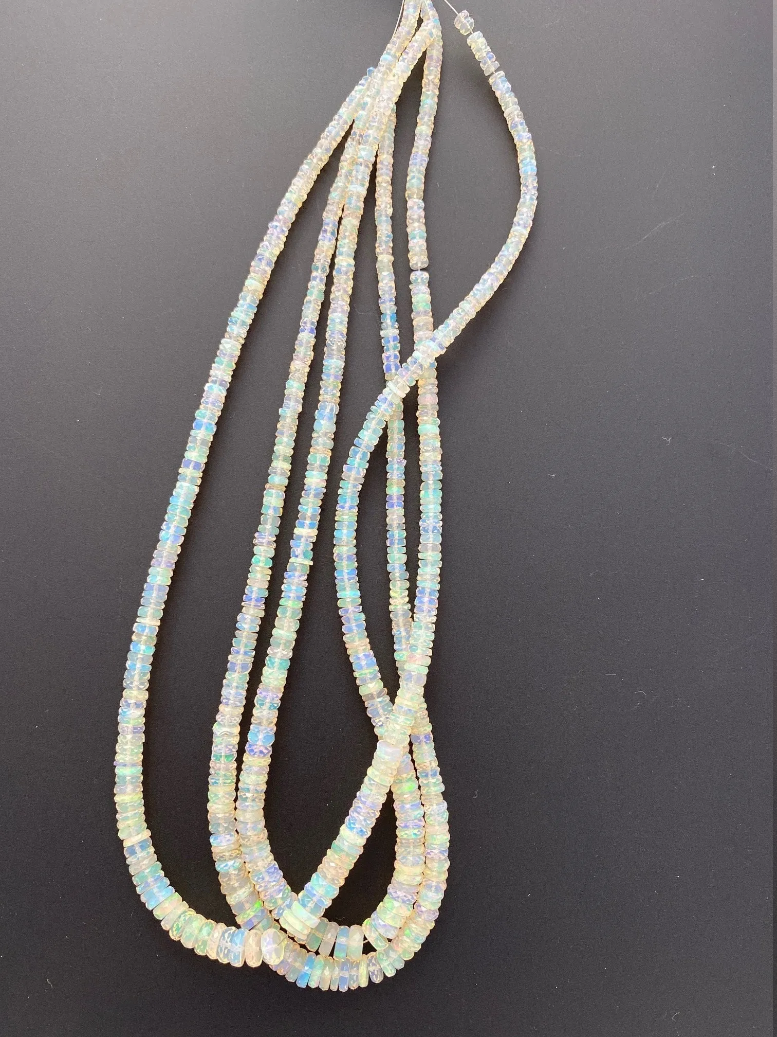 1 Strand of Natural Ethiopian OPAL Faceted Coin/Wheel Shaped Beads, Graduated between 3 mm to 6 mm, 100% Natural, 17 Inch long Strand #opal4