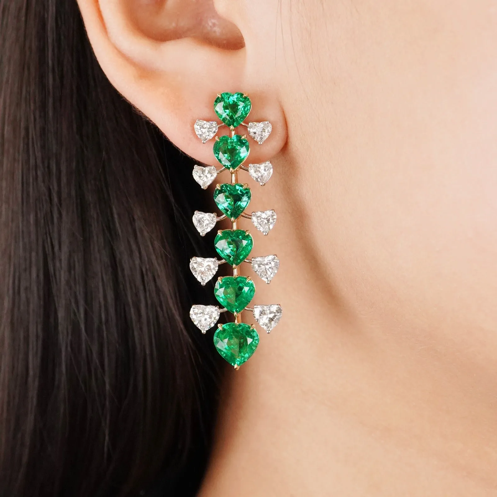 12.645 / 5.98 cts Emerald with Diamond Earrings (ENQUIRE)