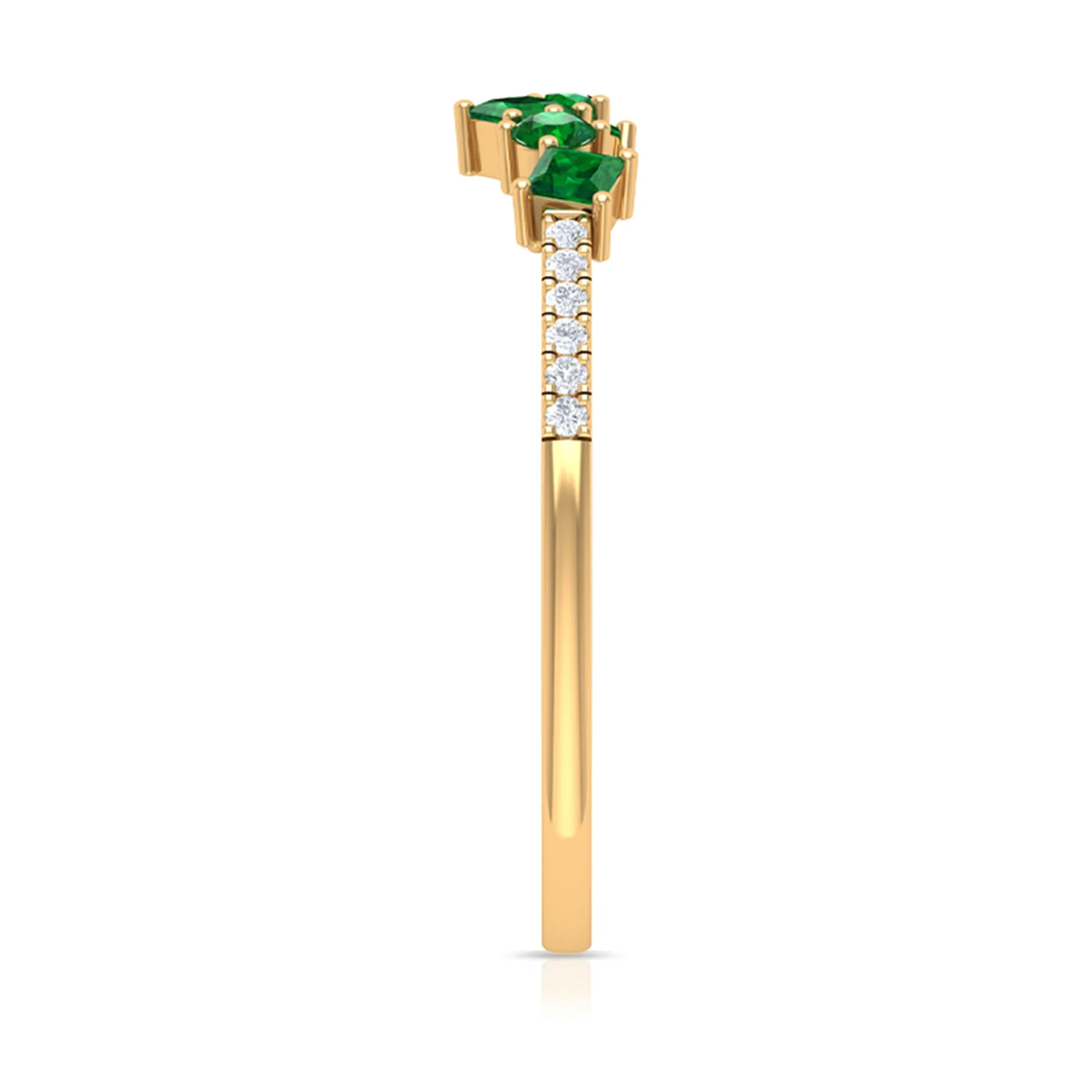 1/4 CT Created Emerald and Diamond Minimal Ring