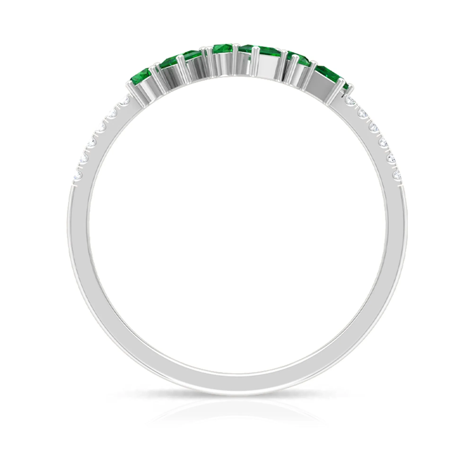 1/4 CT Created Emerald and Diamond Minimal Ring