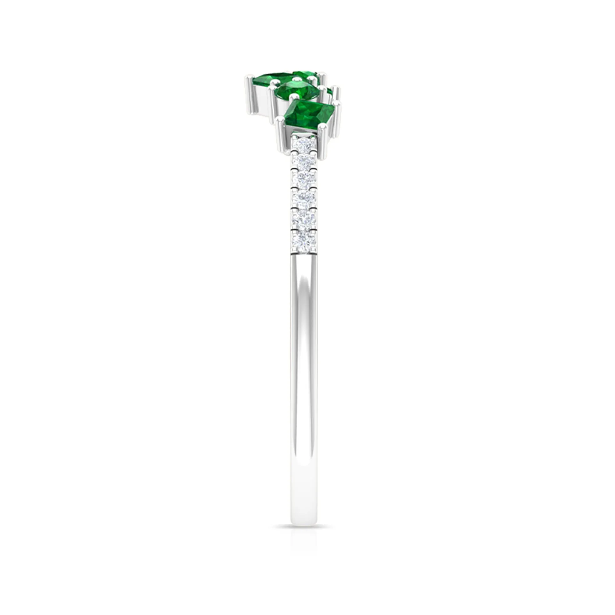 1/4 CT Created Emerald and Diamond Minimal Ring