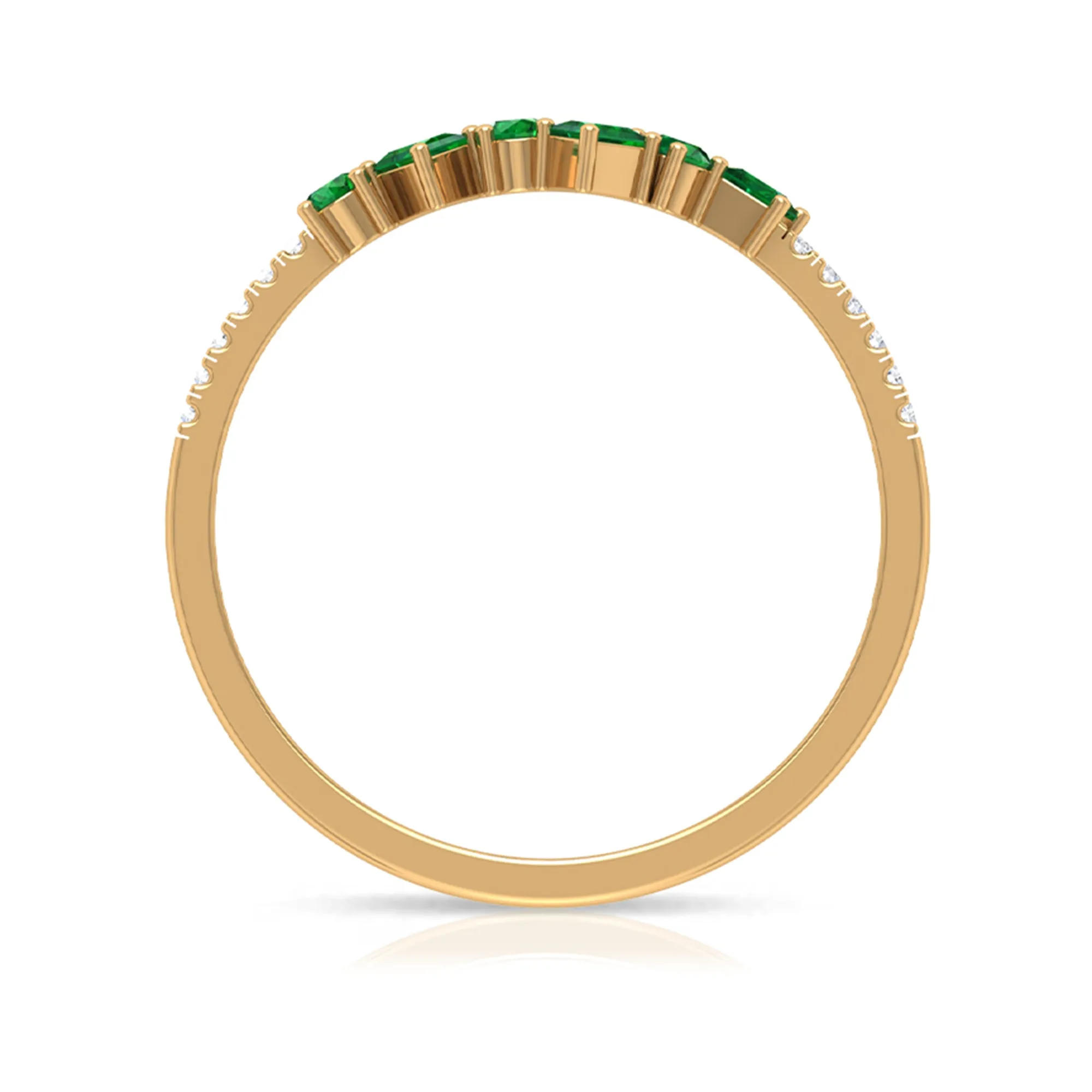 1/4 CT Created Emerald and Diamond Minimal Ring