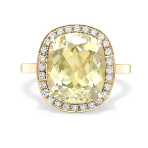 18 K Yellow Gold Yellow Beryl and Diamond Lovers Knot Cocktail Ring