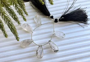 Black Rutile Faceted Pear Briolette | 10x20mm | 6 Pieces | Natural Gemstone | Beadsforyourjewelry
