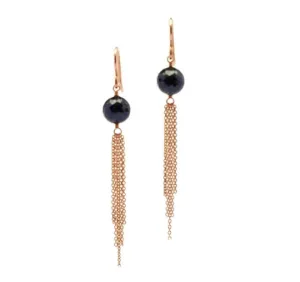 Black Spinel Tassel Earrings