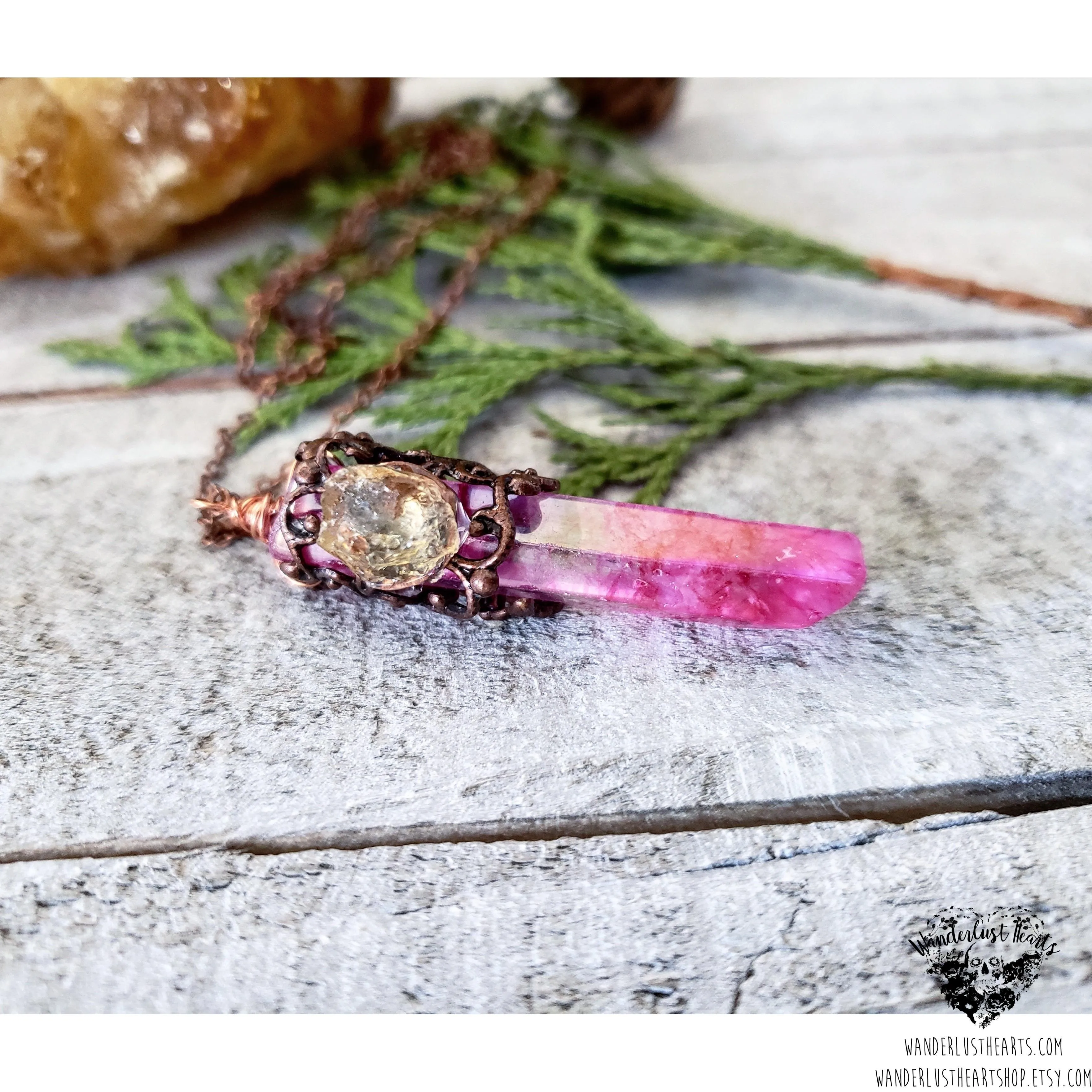 Boho Aura Quartz necklace