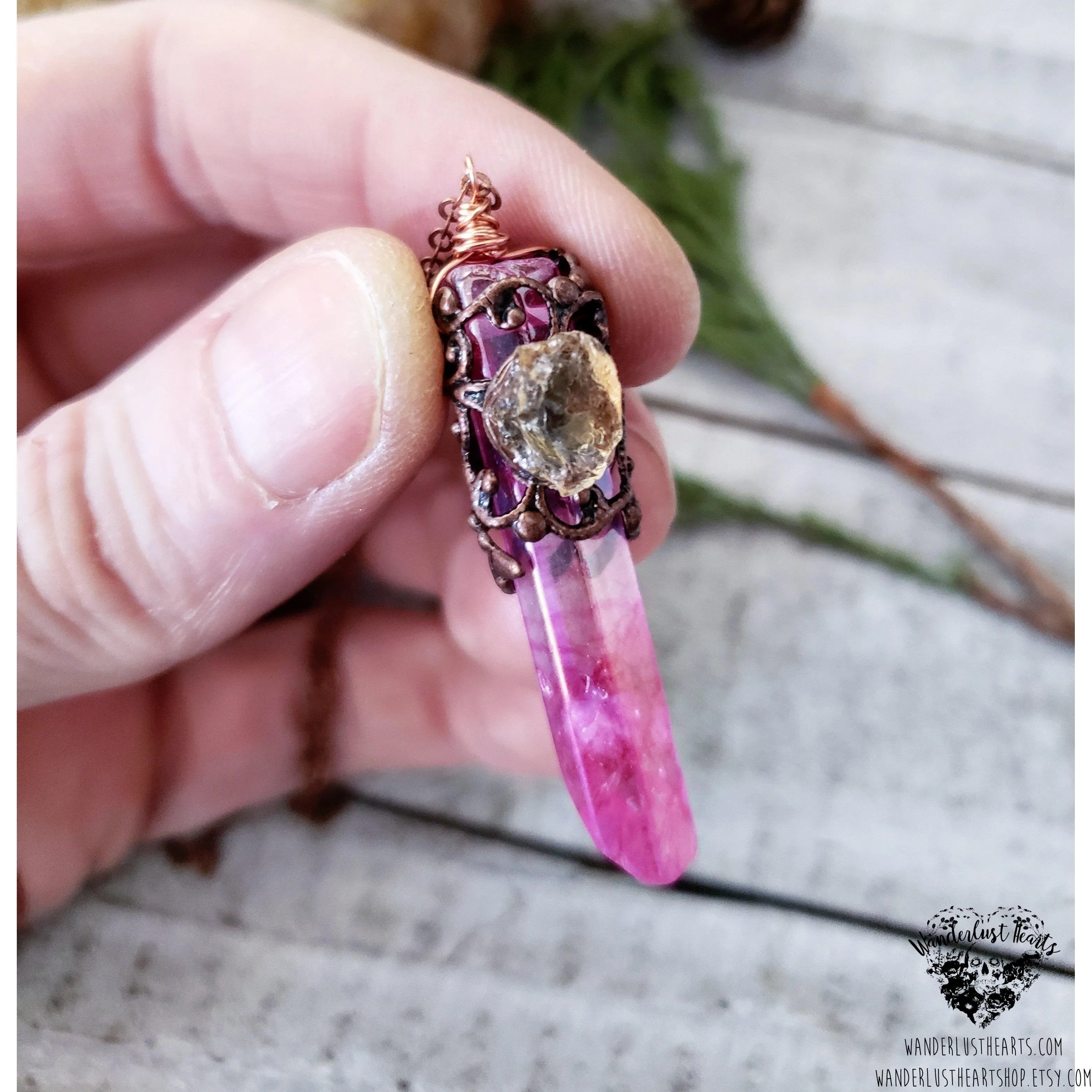 Boho Aura Quartz necklace