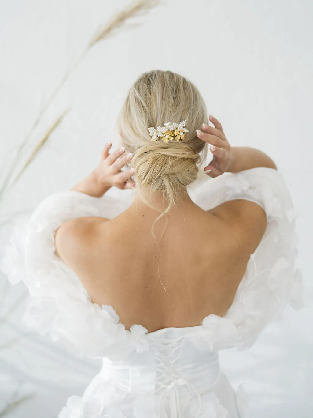 bridal headpiece with brass flowers BERTHA- 24020