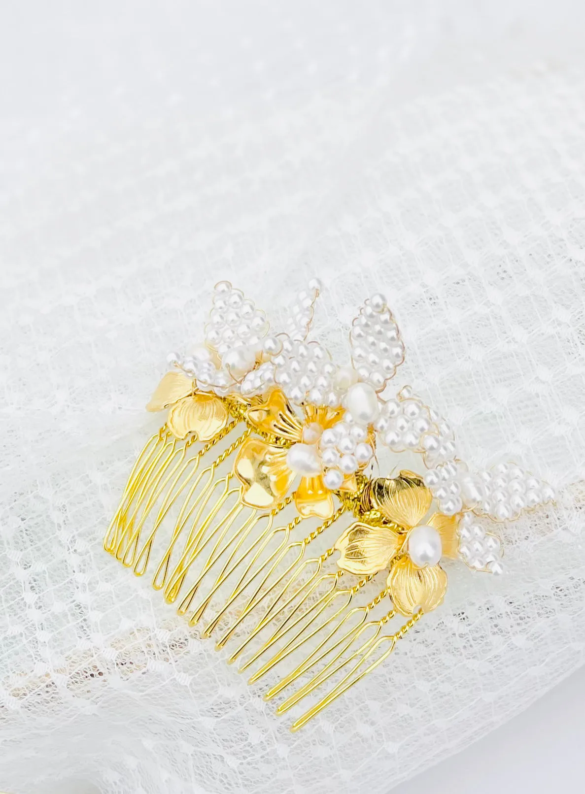 bridal headpiece with brass flowers BERTHA- 24020