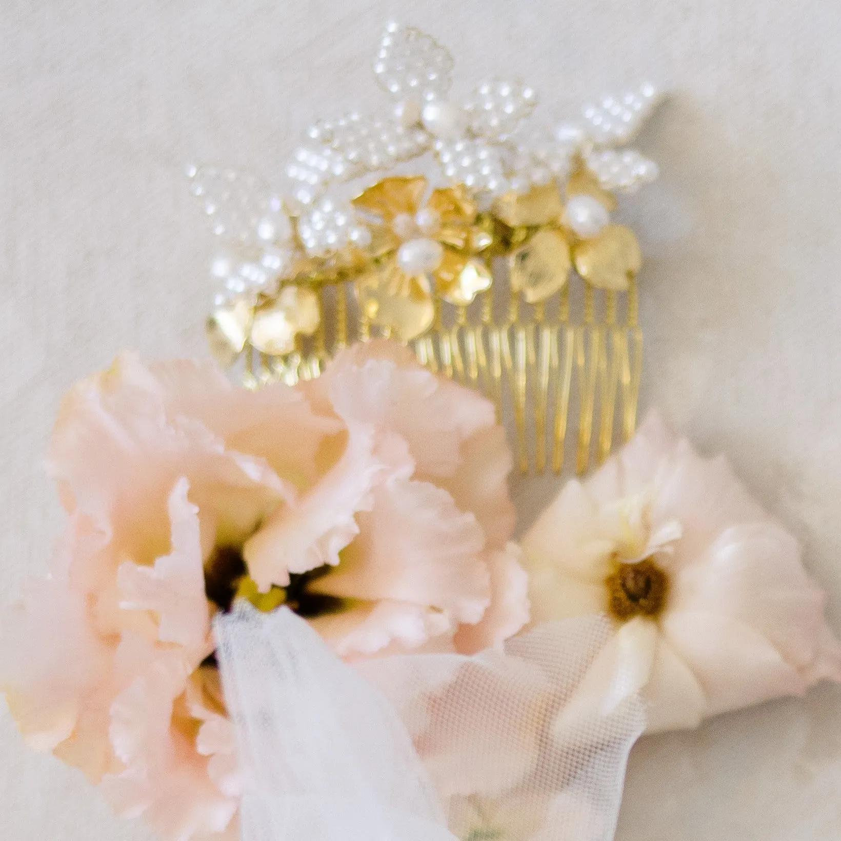 bridal headpiece with brass flowers BERTHA- 24020