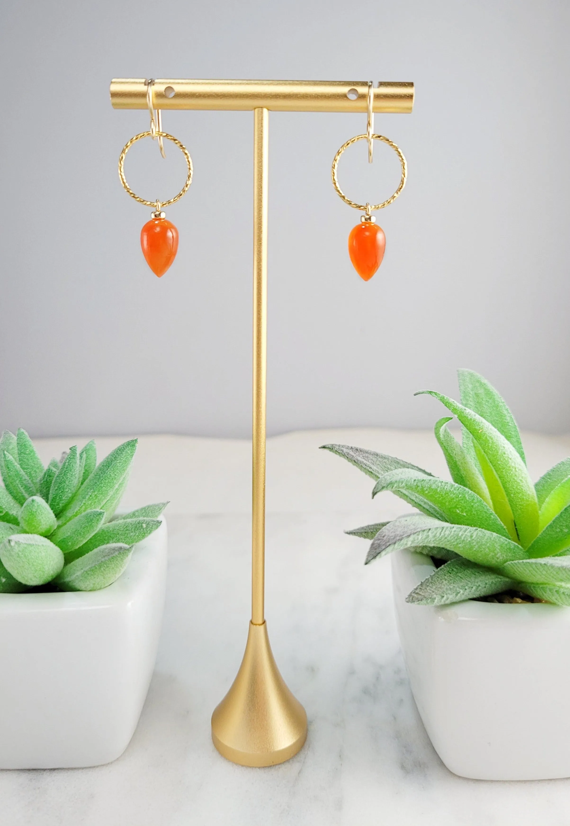 Carnelian Hoop Earrings