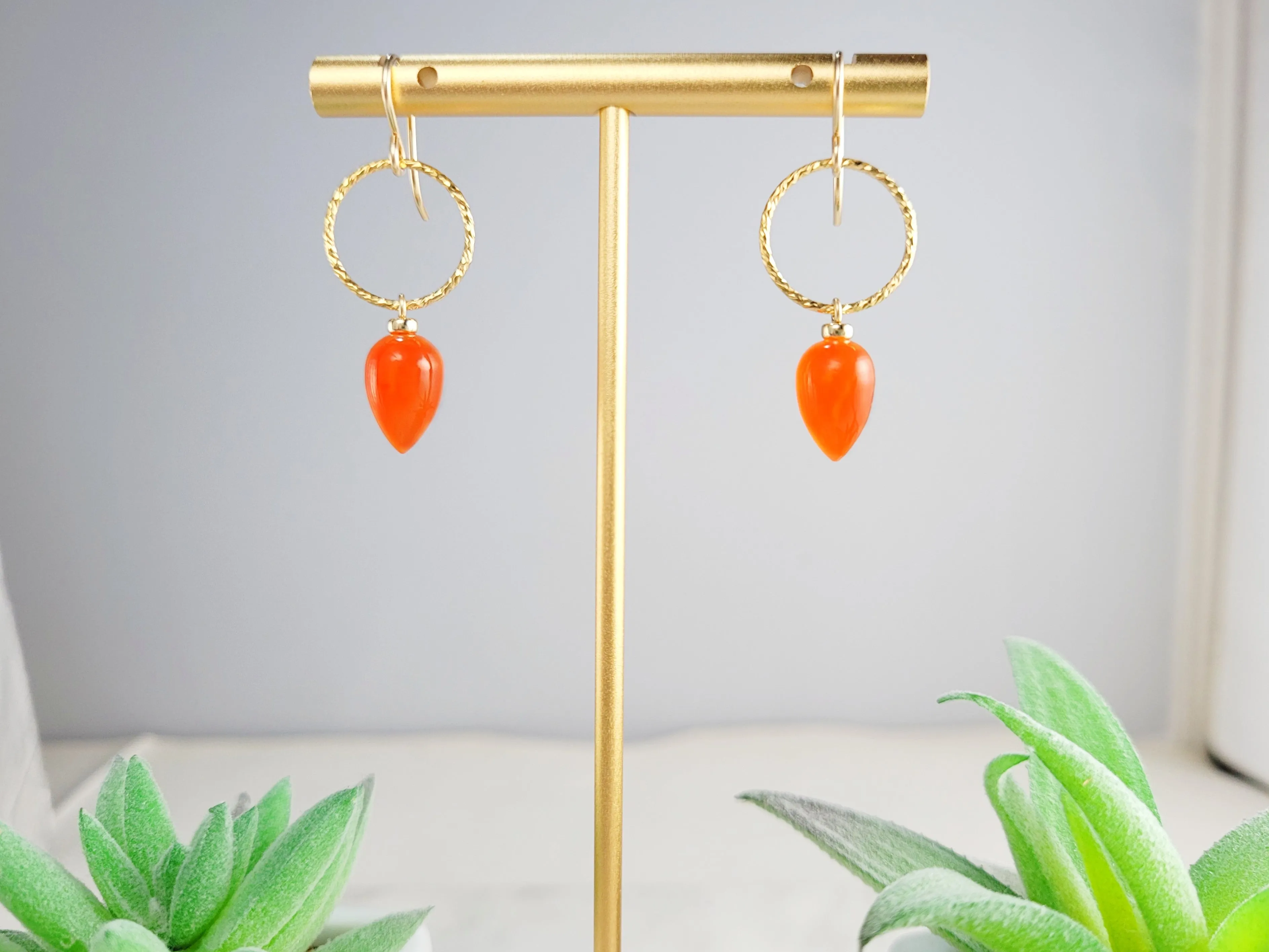 Carnelian Hoop Earrings