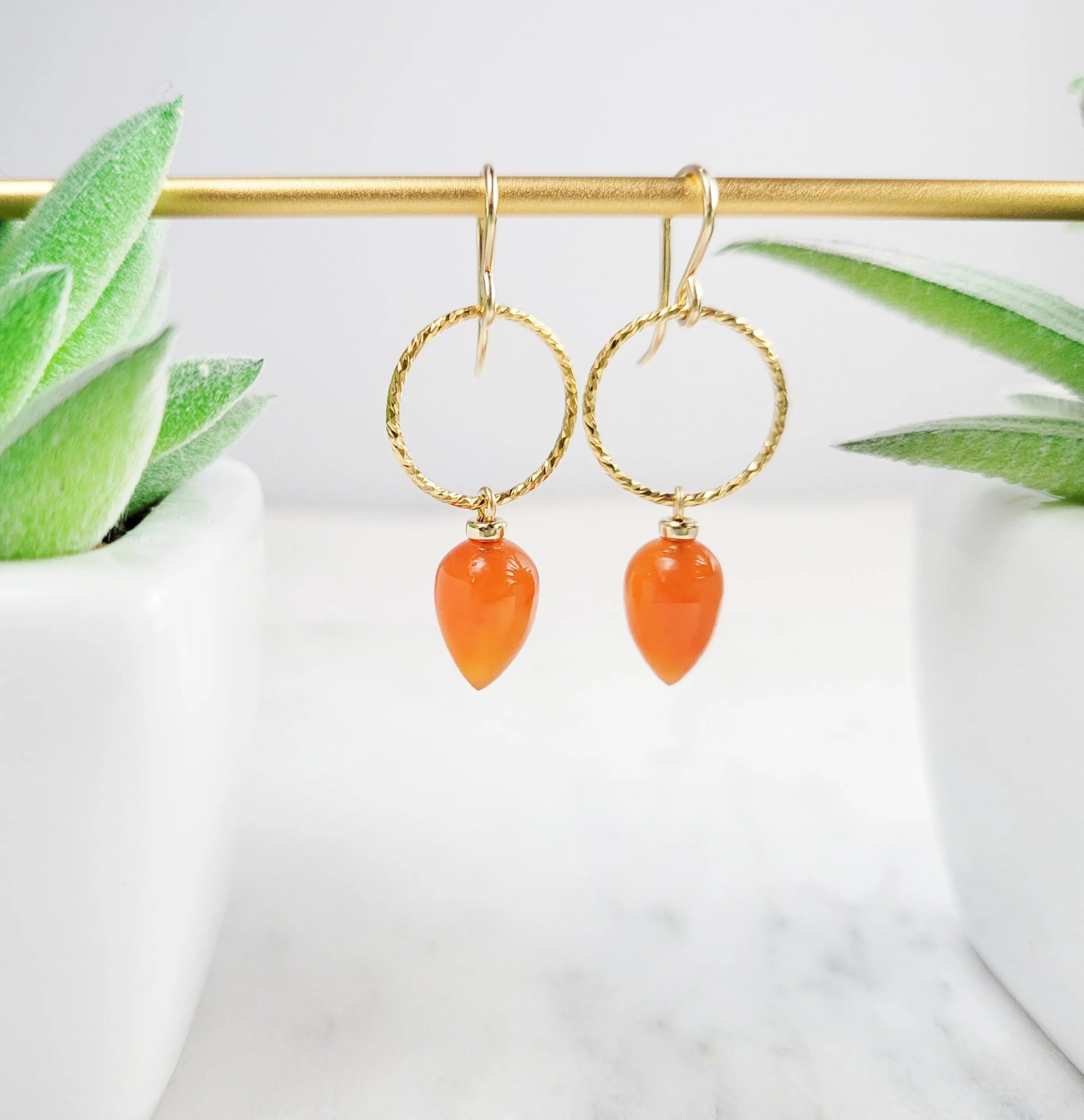 Carnelian Hoop Earrings