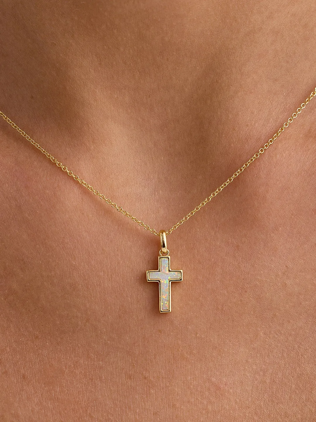 Cross Opal Necklace