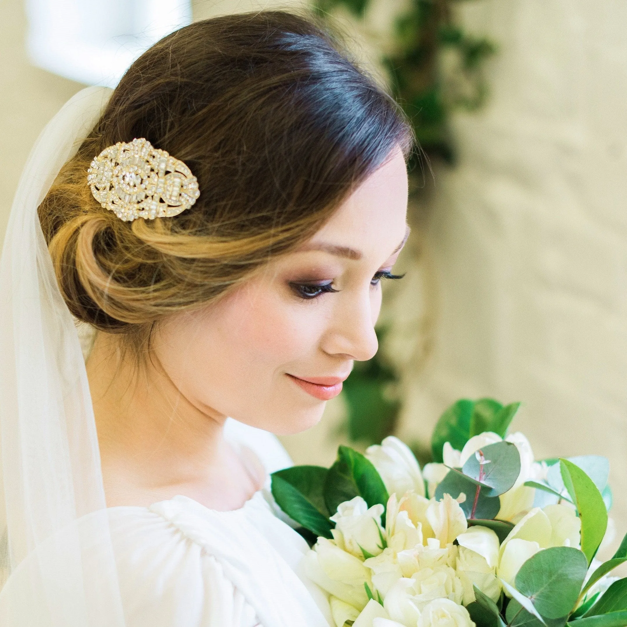 Elise, Gold Art Deco Style Comb