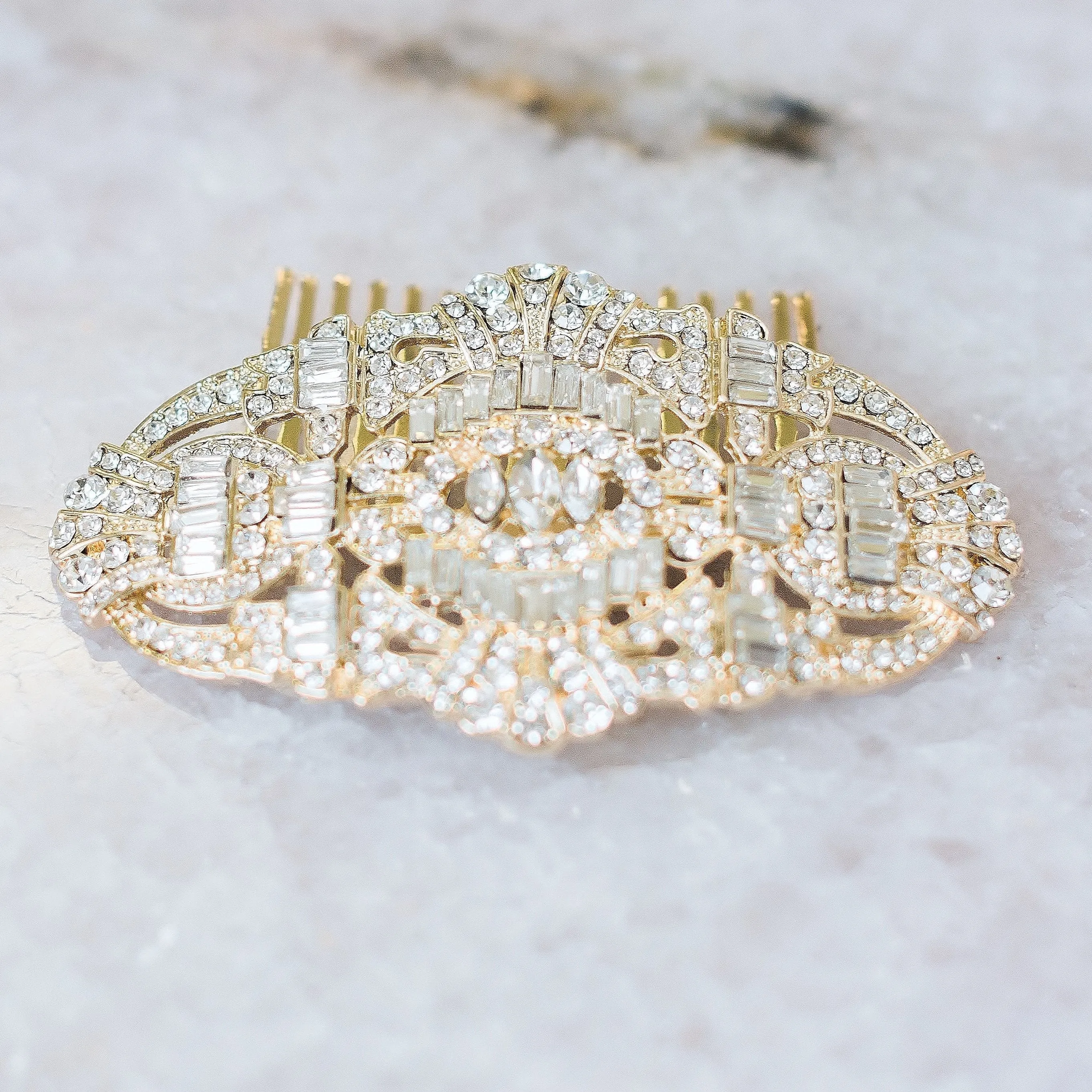 Elise, Gold Art Deco Style Comb
