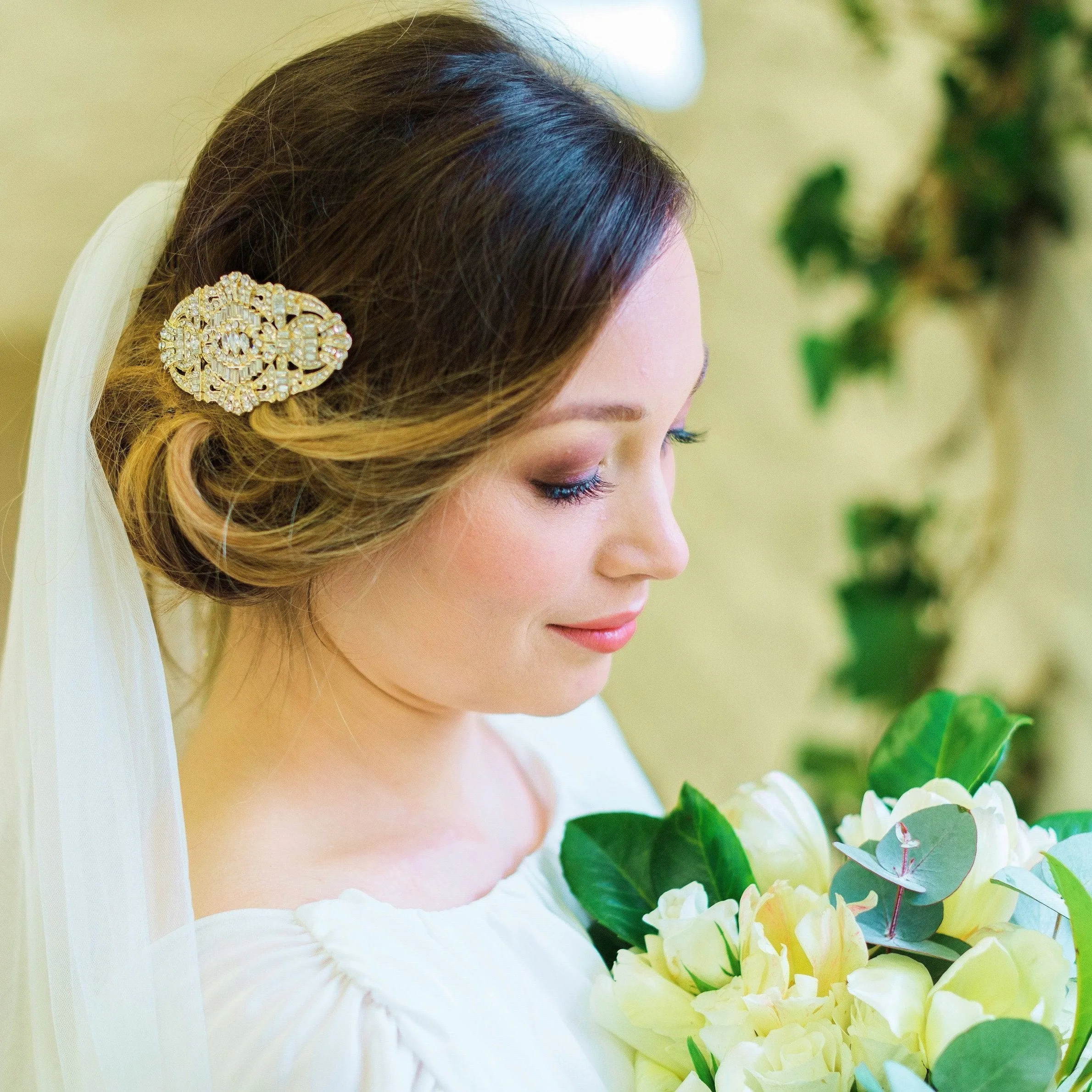 Elise, Gold Art Deco Style Comb