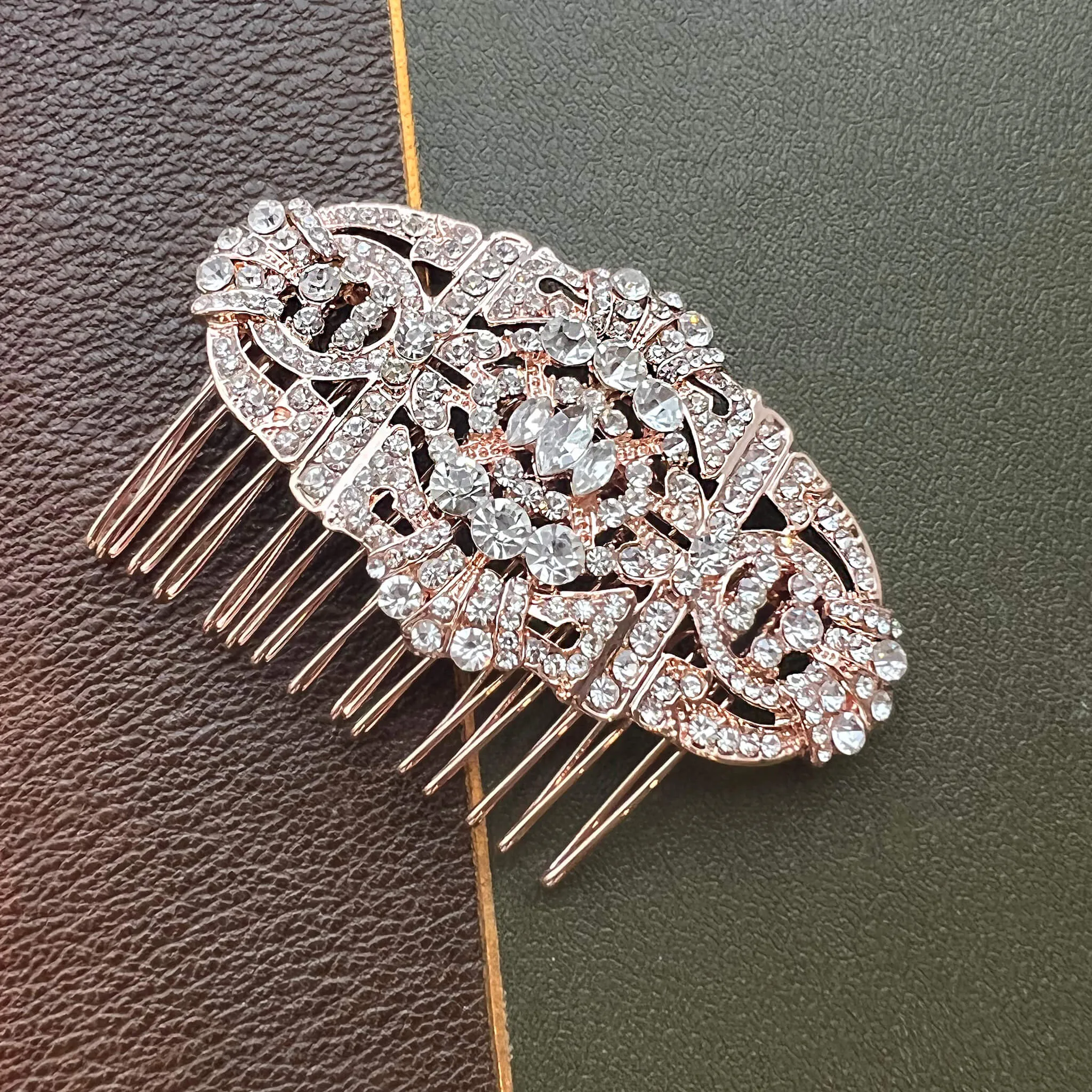 Elise, Rose Gold Art Deco Style Comb