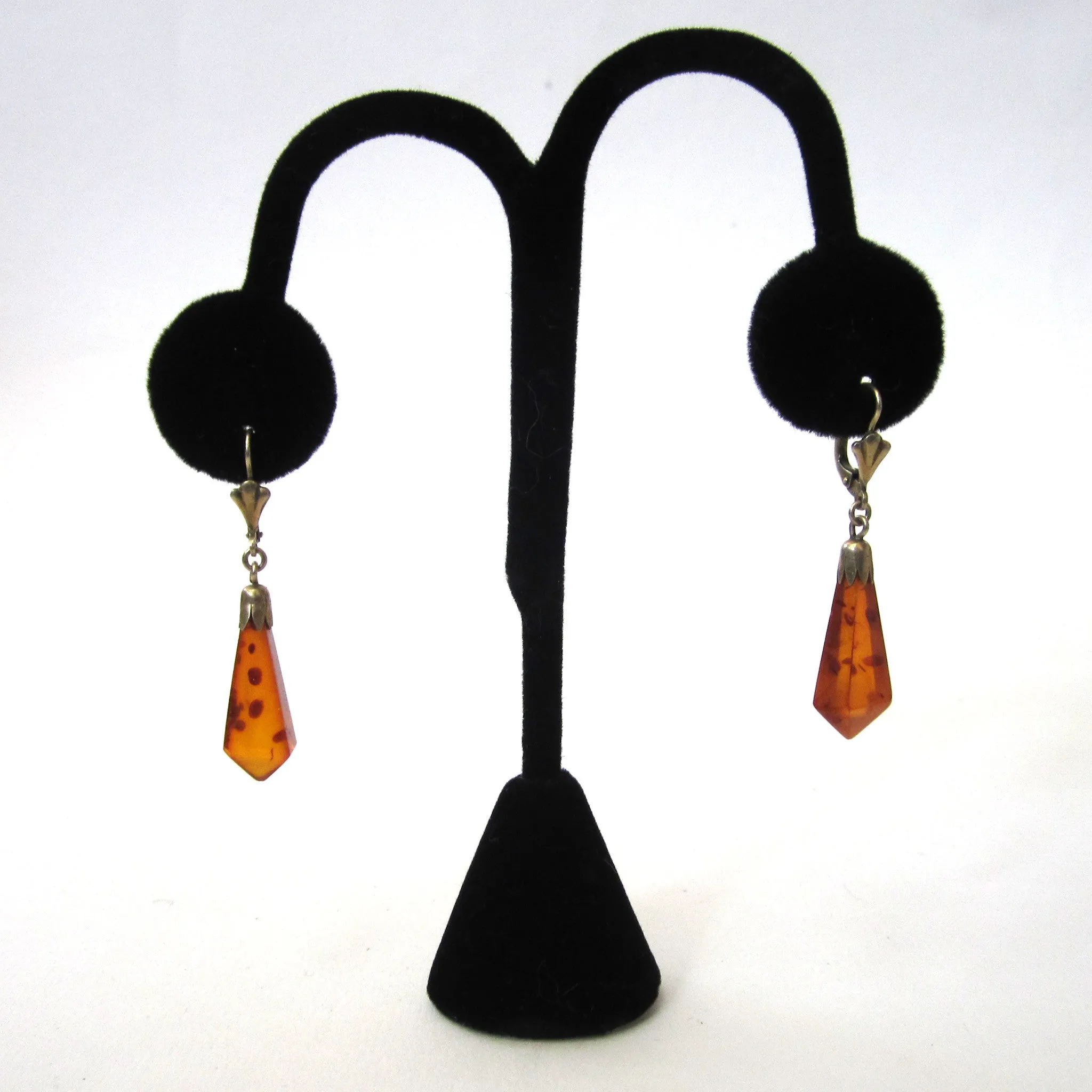 Gold-Filled Pierced Amber Earrings