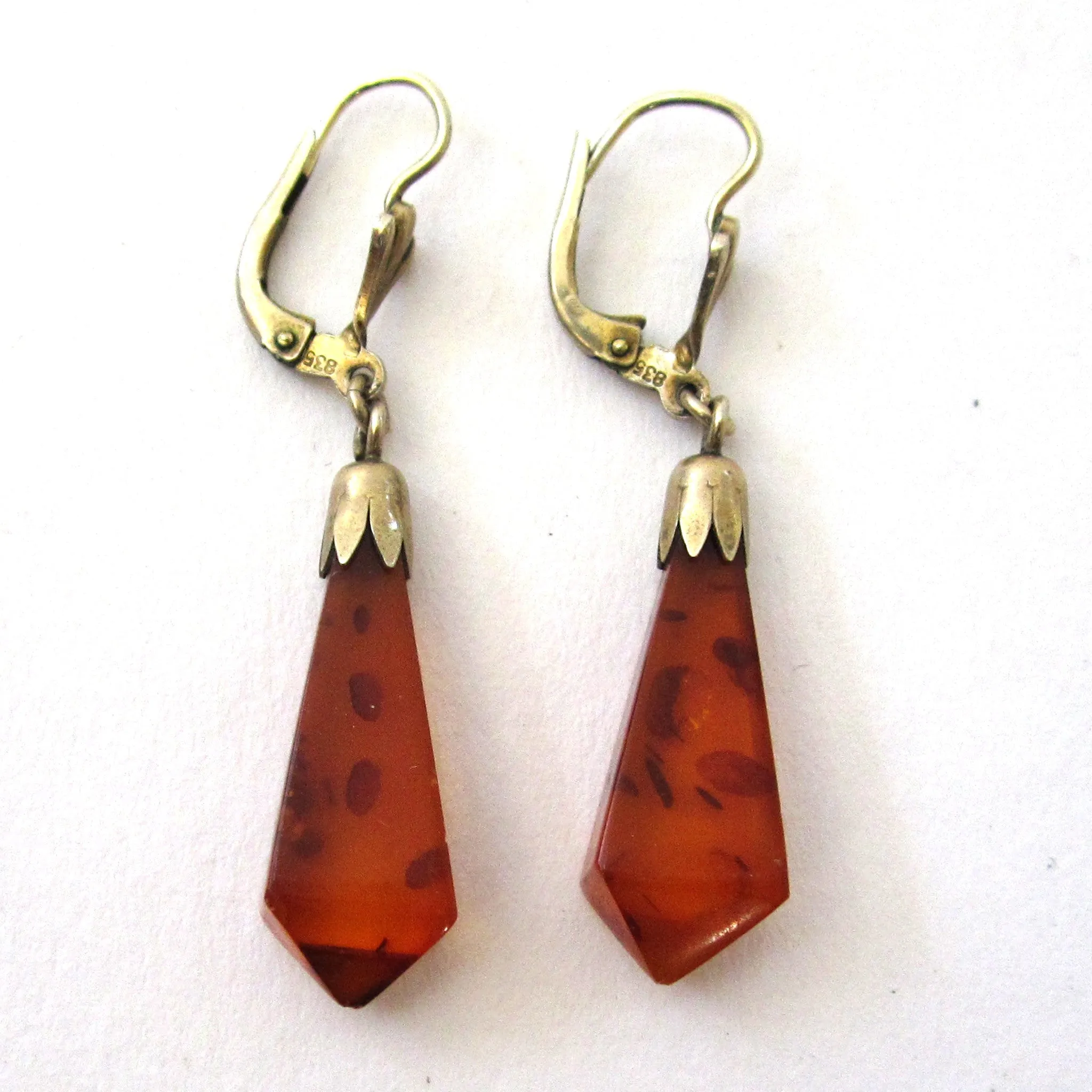 Gold-Filled Pierced Amber Earrings