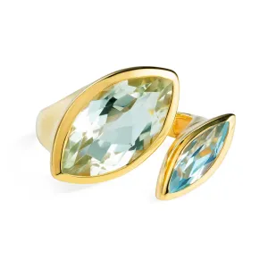 Gold Ring Blue Topaz Celestine