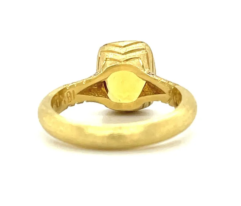 Golden Beryl and Diamond Ring in 18k Yellow Gold, 2.76 Carats