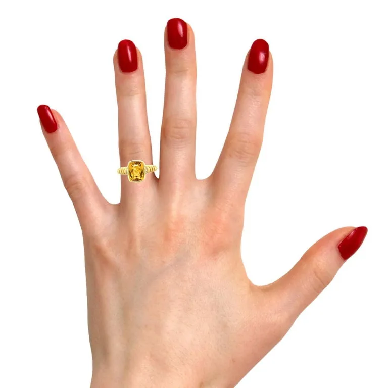 Golden Beryl and Diamond Ring in 18k Yellow Gold, 2.76 Carats