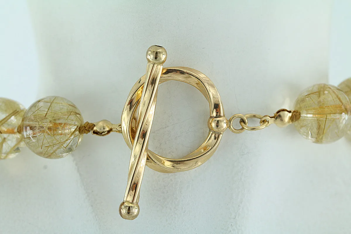 Golden Rutilated Quartz Gold Filled Necklace 18"