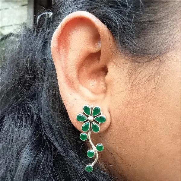 Hydro Emerald Floral Ruby Green Earrings