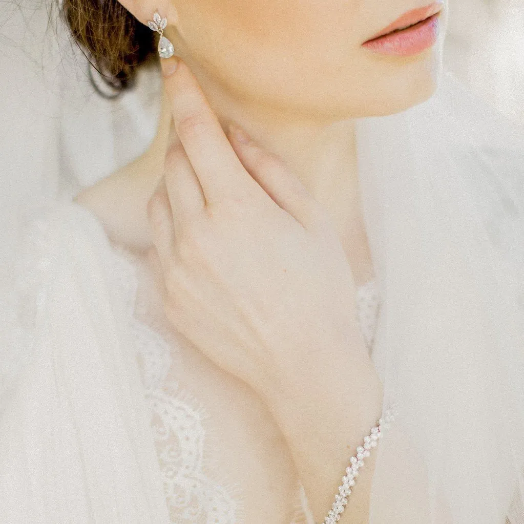 Jenna, Crystal Silver Teardrop Earrings