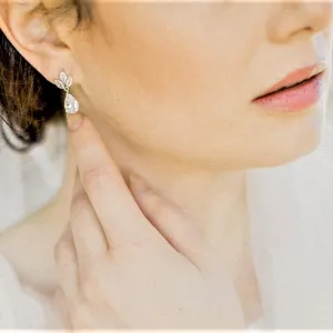 Jenna, Crystal Silver Teardrop Earrings