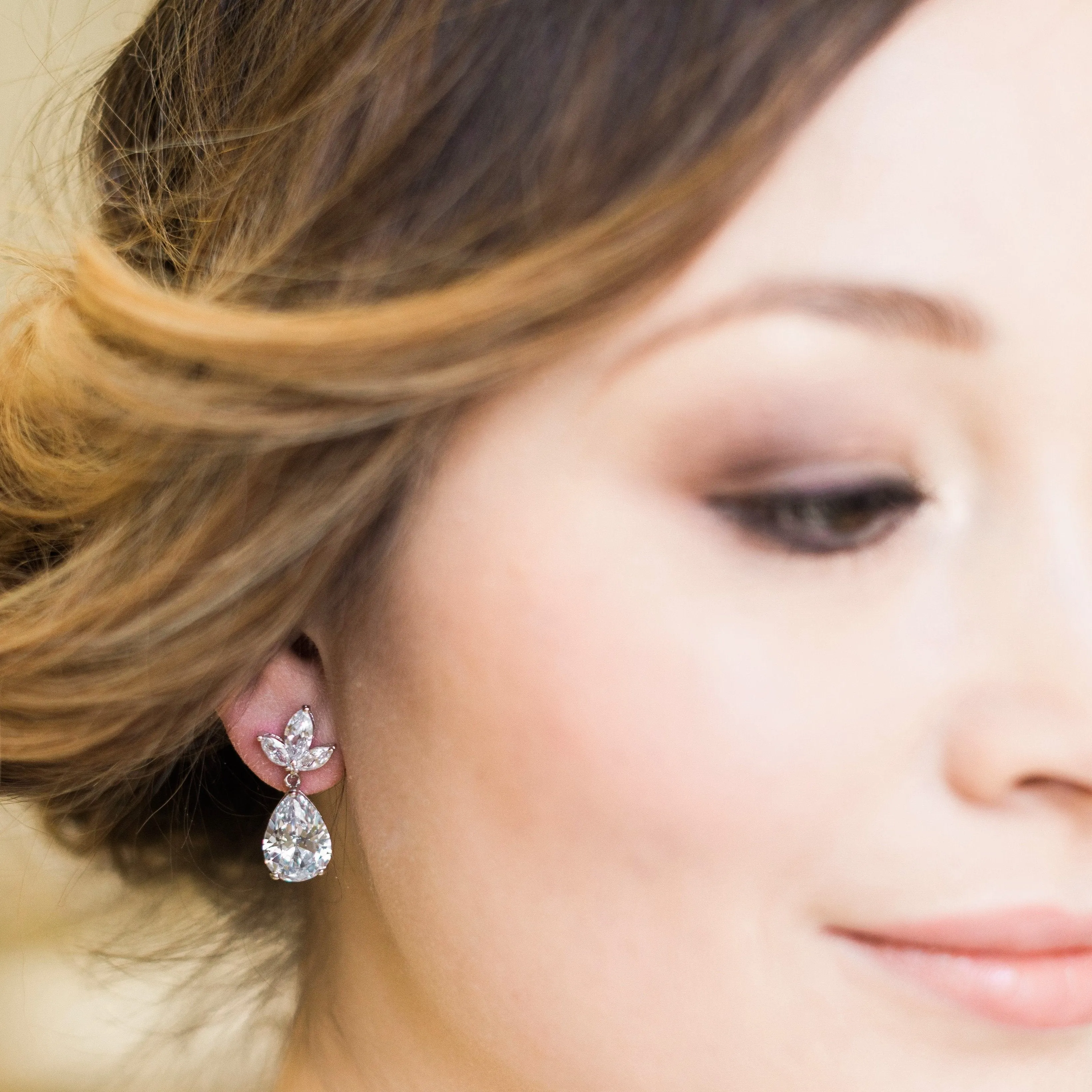 Jenna, Crystal Silver Teardrop Earrings