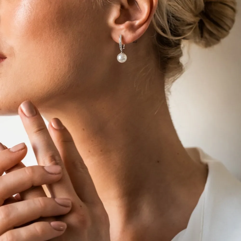 Milano Pearl Earrings - Silver - 7696PW