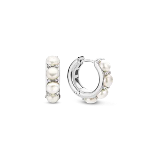 Milano Small Pearl Hoop Earrings - Silver - 7962PW