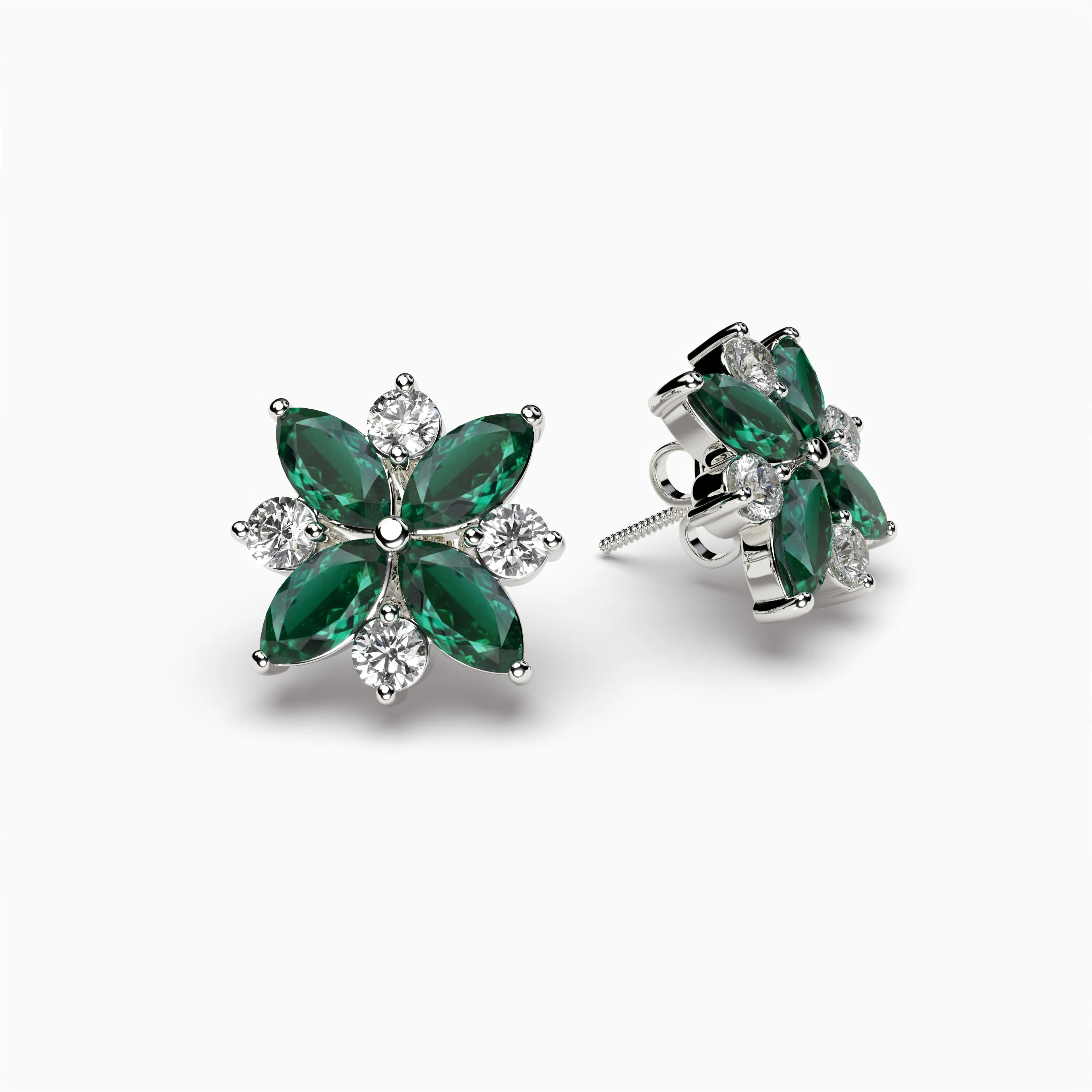 Natural Brazilian Emerald Stud Earrings - Iris