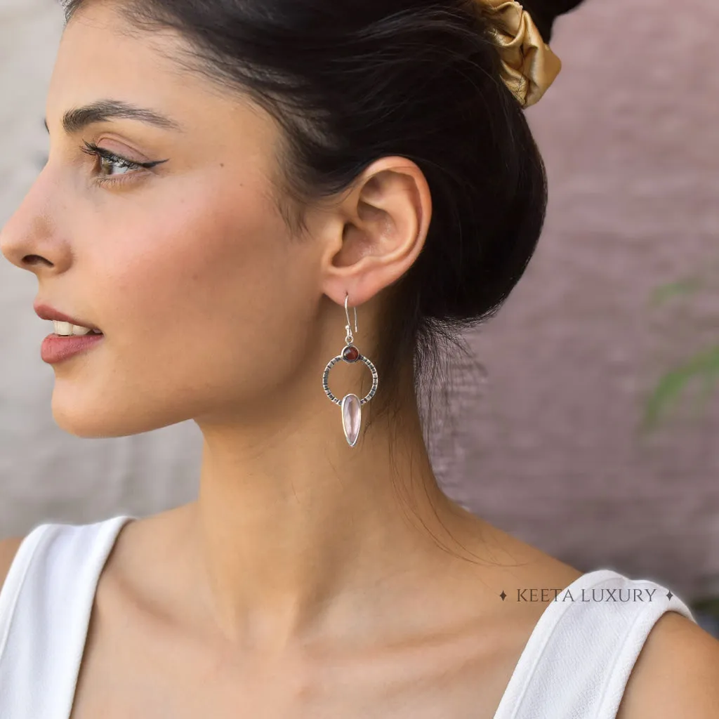 Nature Fusion - Rose Quartz & Garnet Dangle
