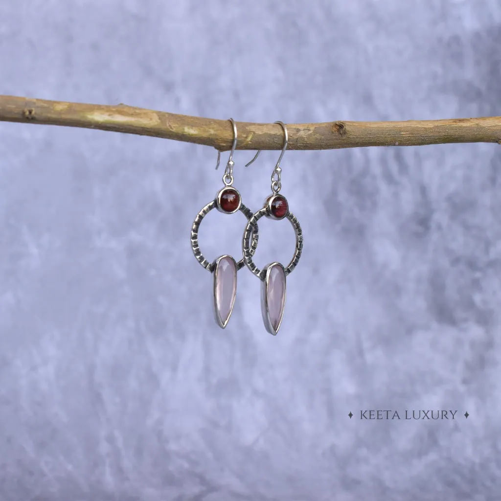 Nature Fusion - Rose Quartz & Garnet Dangle