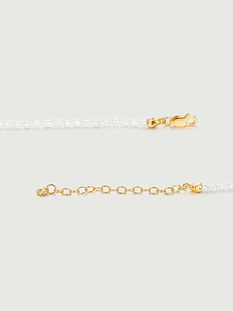 Opal Texture Beaded Pearl Necklace