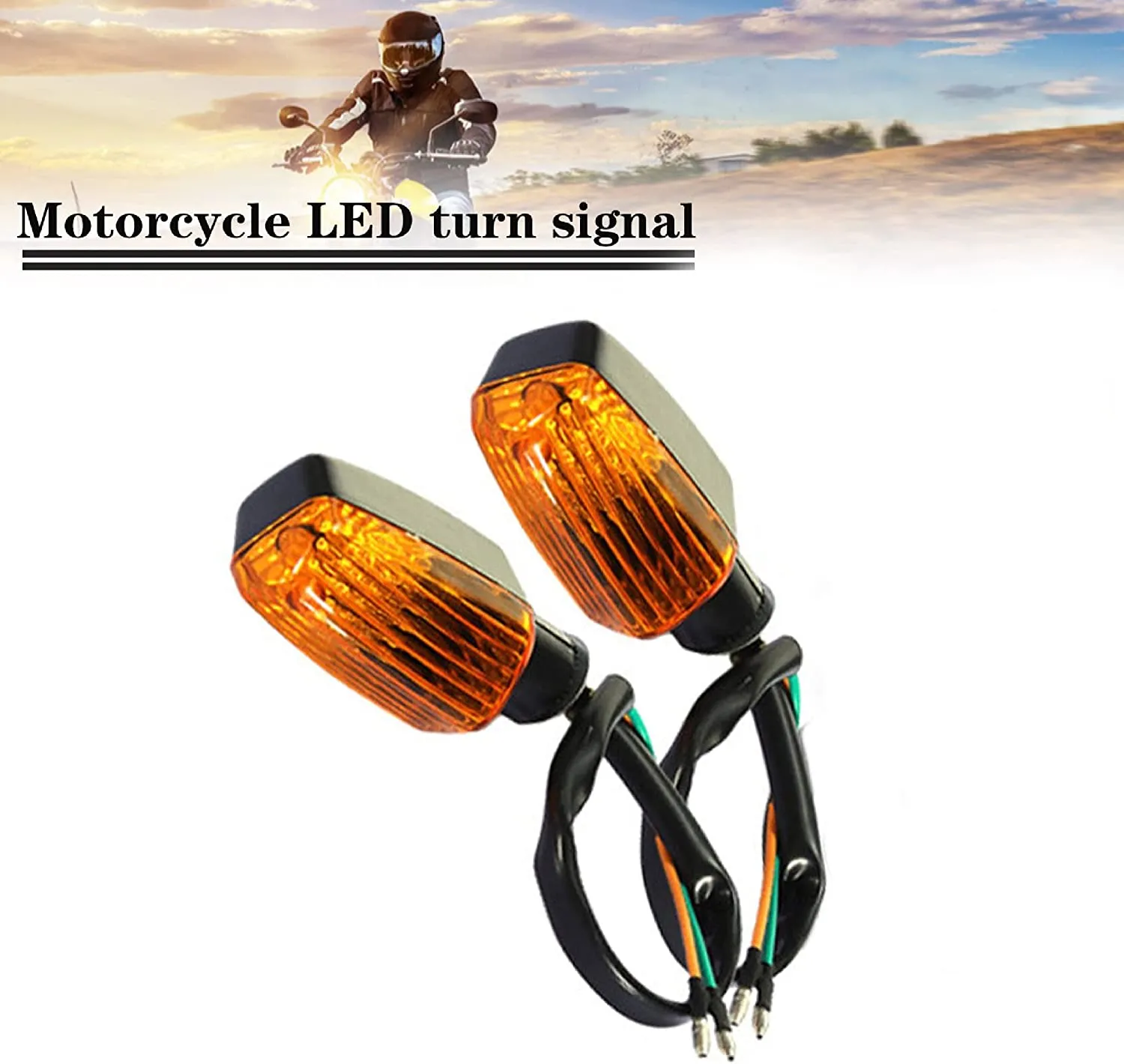 PAIR OF 12V UNIVERSAL MOTORCYCLE TURN SIGNAL INDICATOR LIGHT TURNING AMBER LAMP - 819804
