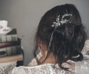 Silver headpiece with chain