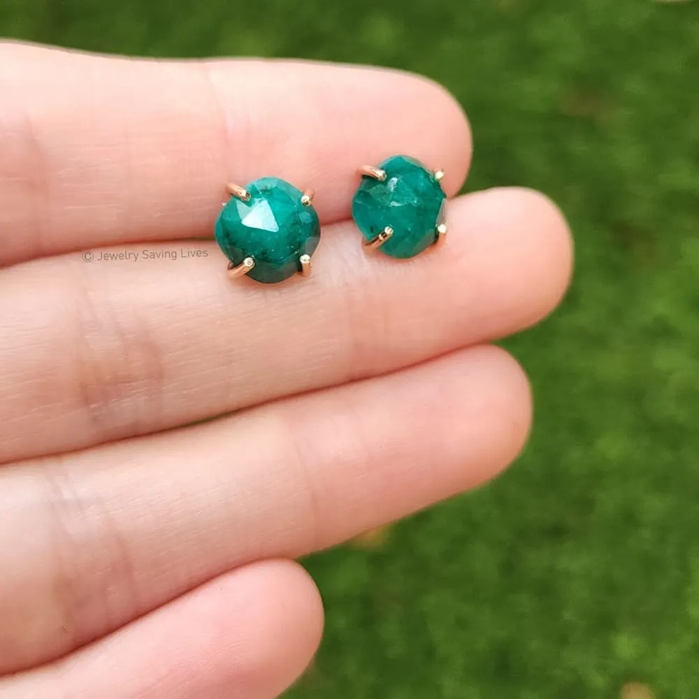 The Colette - Natural Emerald Studs