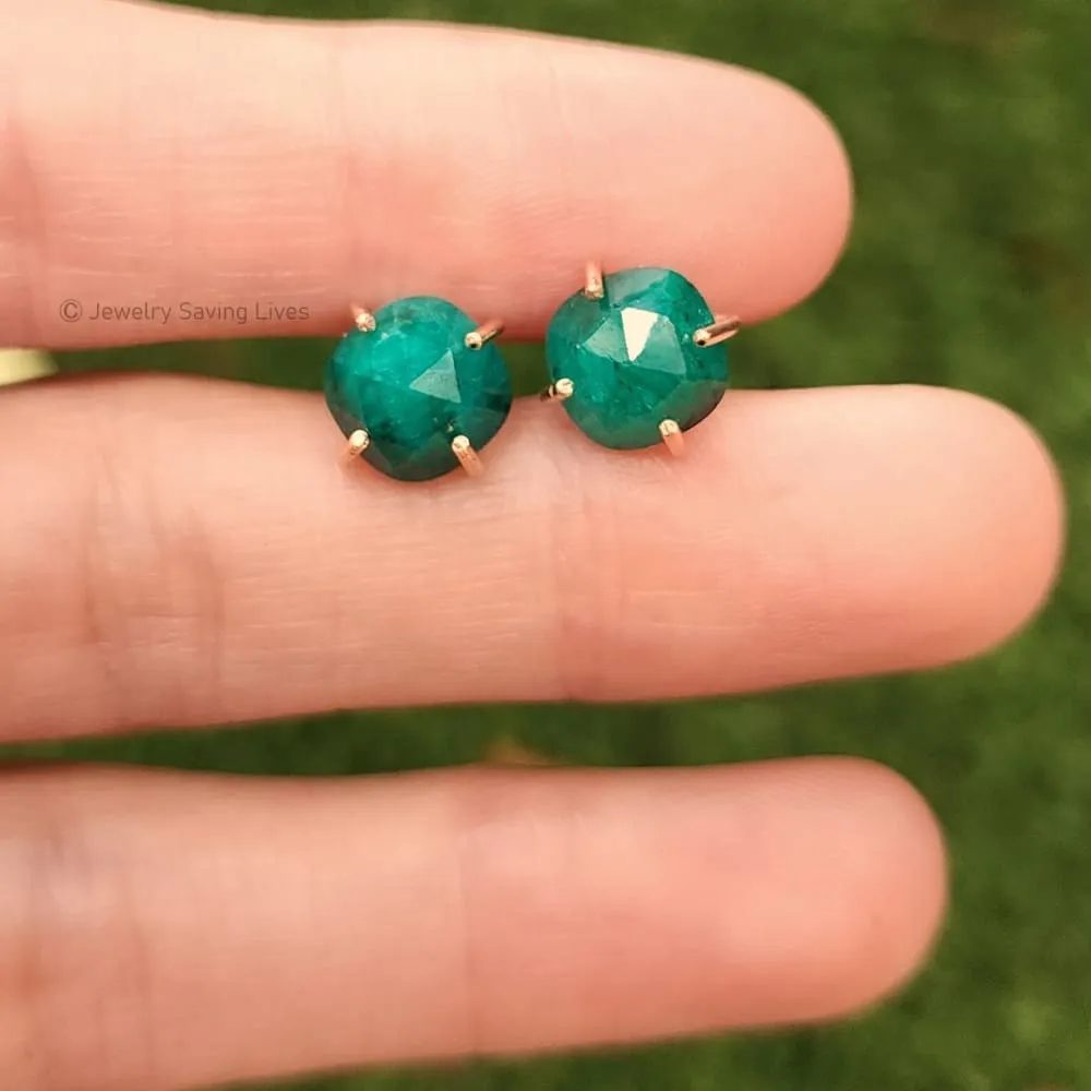 The Colette - Natural Emerald Studs