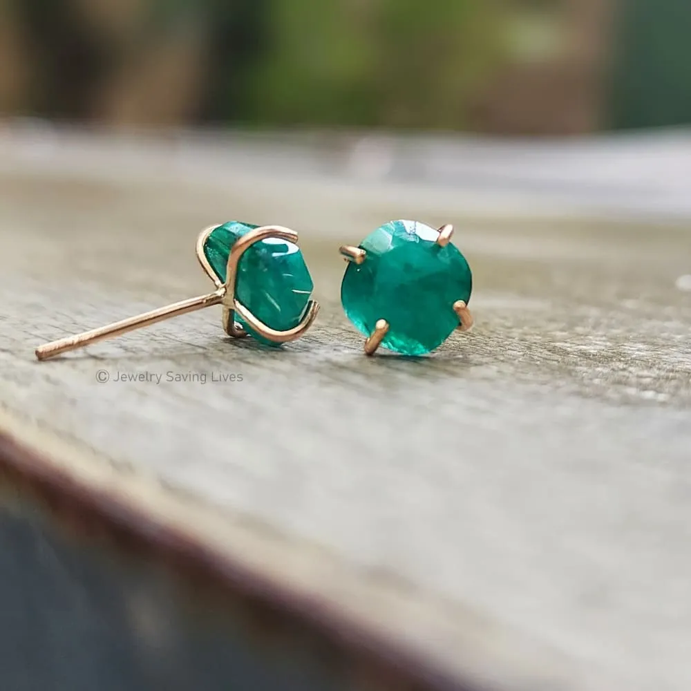 The Colette - Natural Emerald Studs