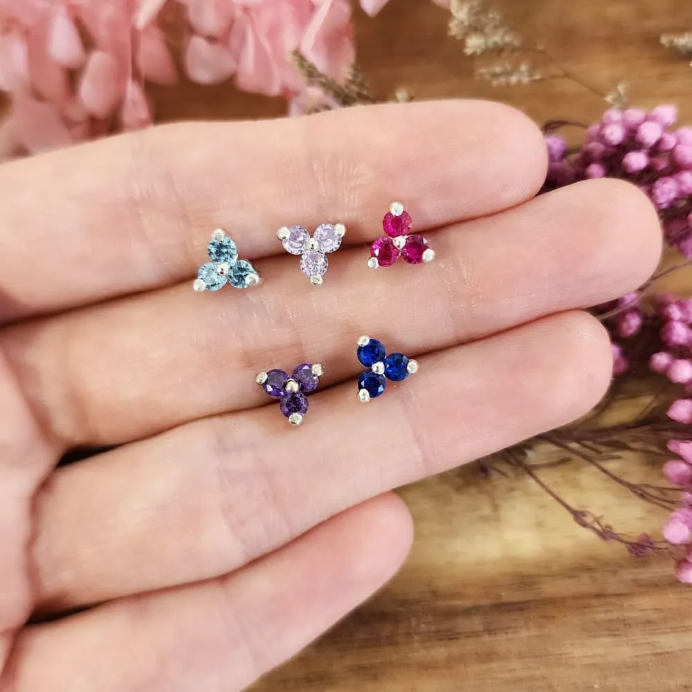 Tri-Cluster Gemstone Studs