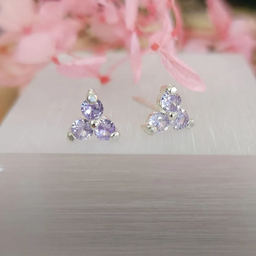 Tri-Cluster Gemstone Studs