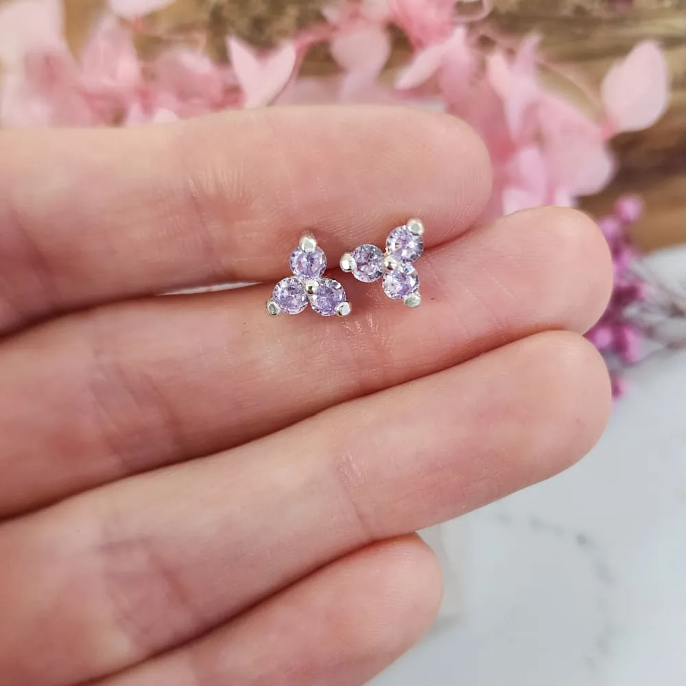 Tri-Cluster Gemstone Studs
