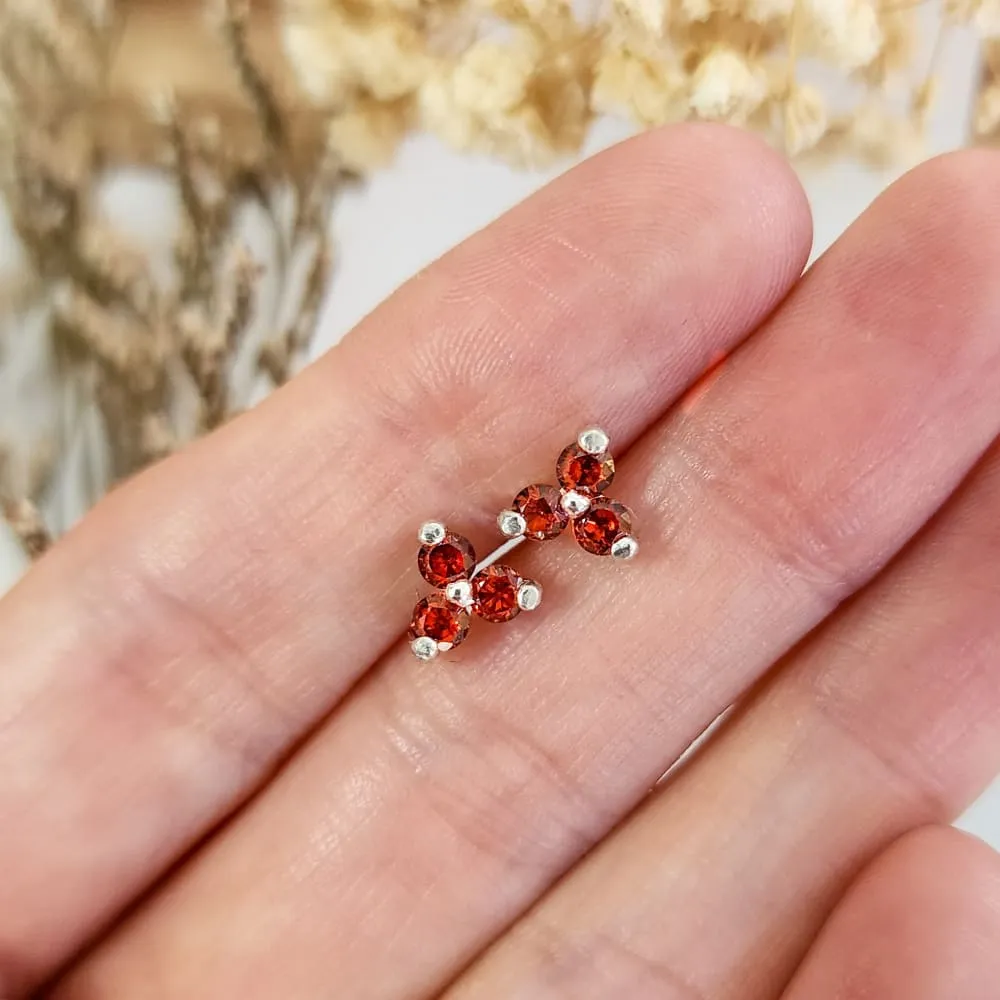 Tri-Cluster Gemstone Studs