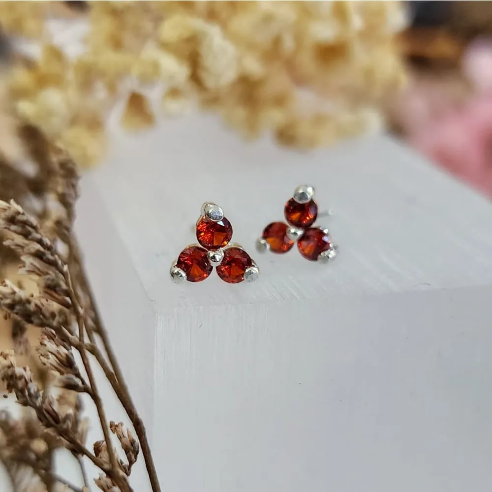 Tri-Cluster Gemstone Studs