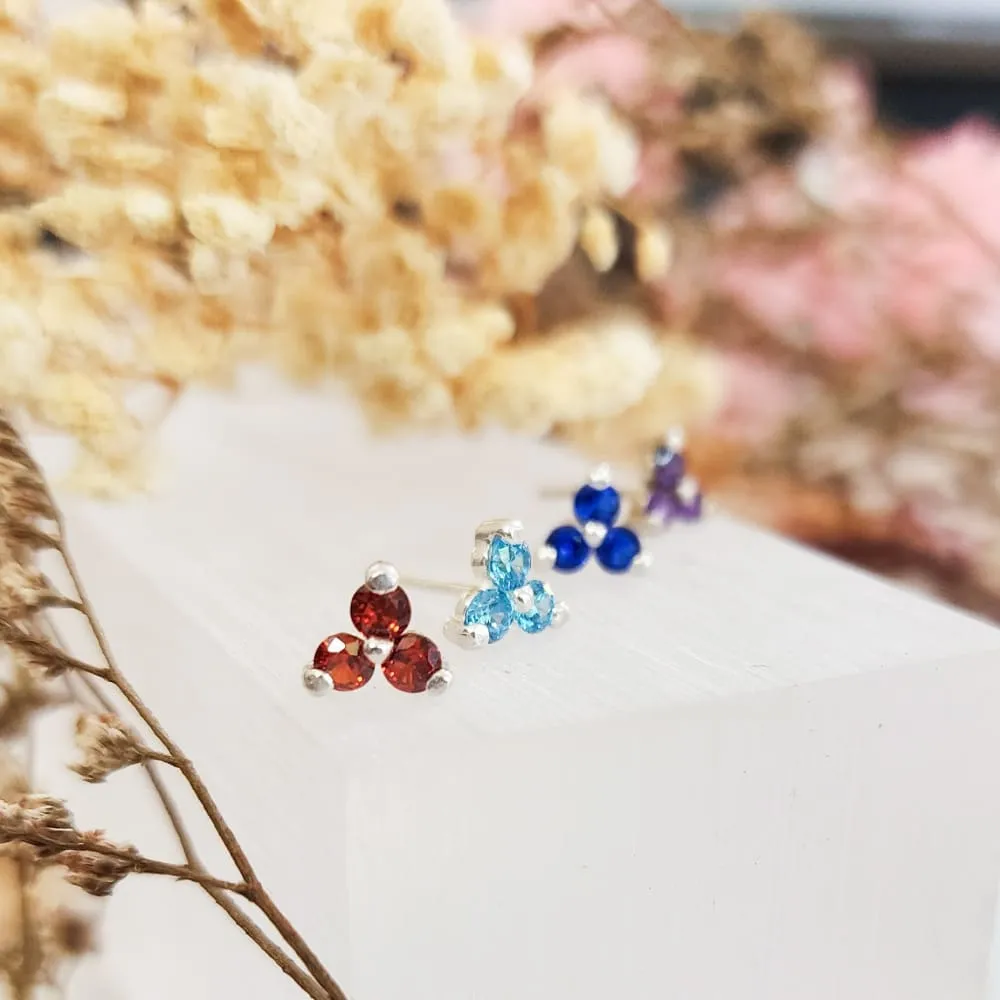 Tri-Cluster Gemstone Studs