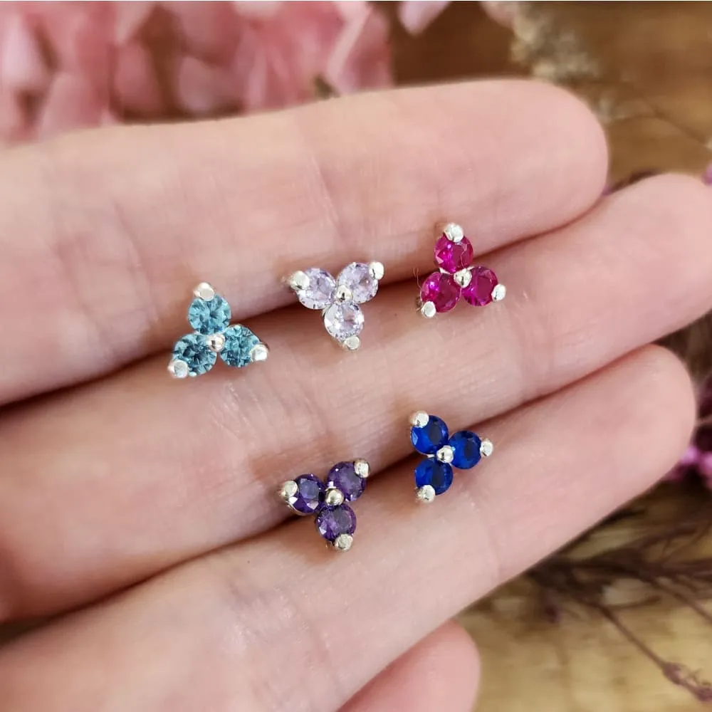 Tri-Cluster Gemstone Studs